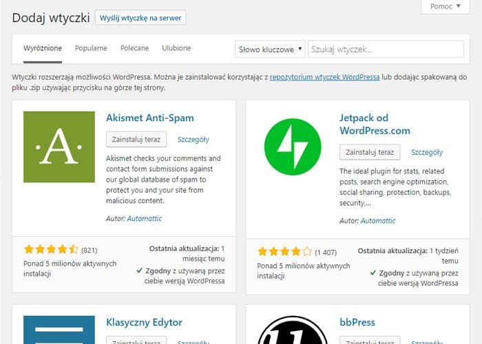 instalacja pluginu wordpress