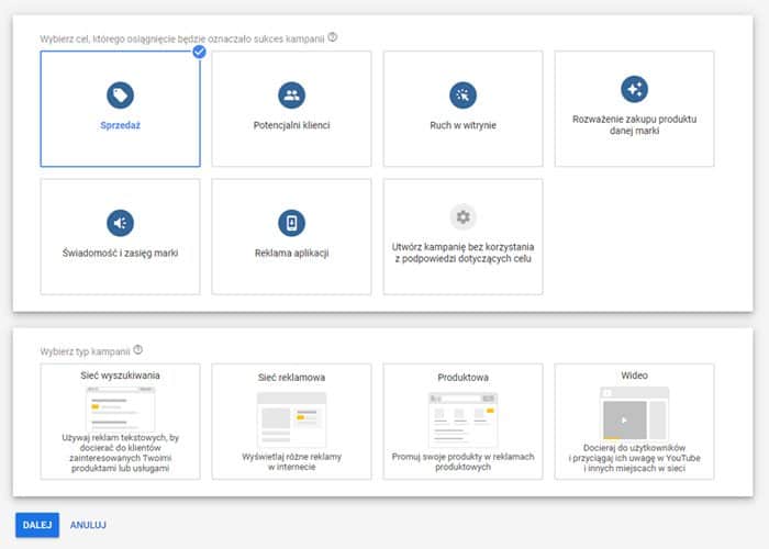 google adwords - przykladowe kampanie