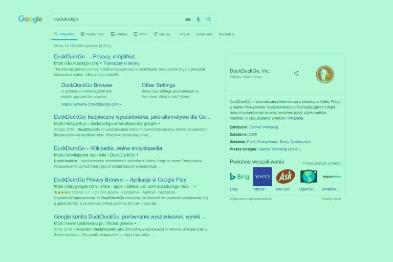 alternatywa google - wyszukiwarka