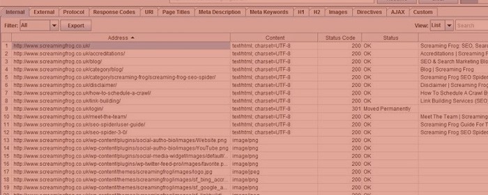 sitemap - screaming frog seo spider